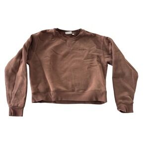 Rhythm Classics Cropped Crewneck Sweatshirt Pullover- Chocolate- Size‎ L